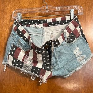American flag jean shorts, size small